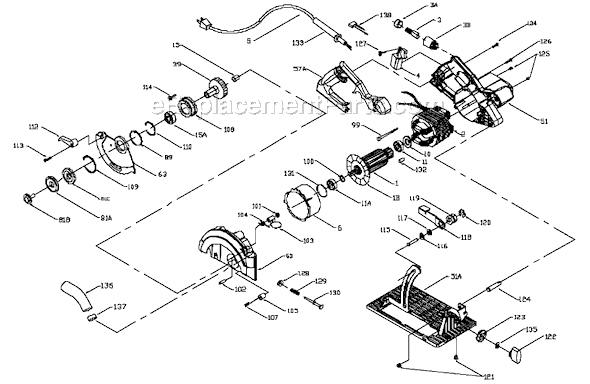 Page A Diagram and Parts List for 347 Type 2 Porter Cable Circular Saw